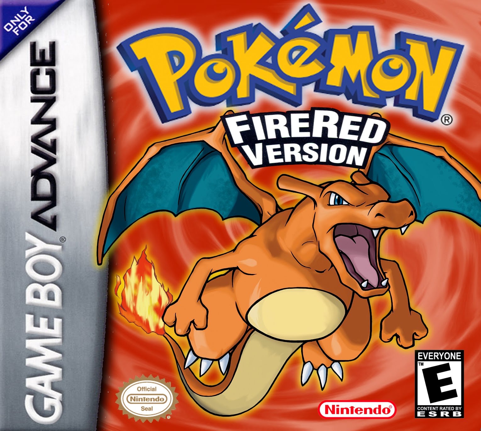 Gameboy Advance box art for Pokemon FireRed.