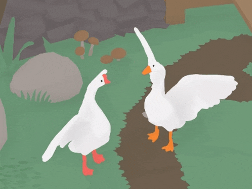 crude animation of a goose, doing the default Fortnite dance