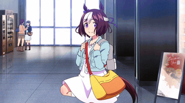 Gif of Special Week jogging in place at a train station, on her way to the school.