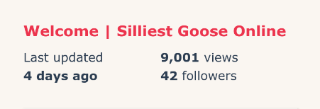 Screenshot of neocities account page, showing view count of 9,001.