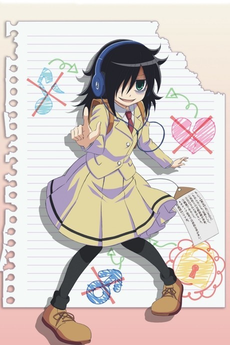 cover for watamote anime with main character Tomoko in foreground.
