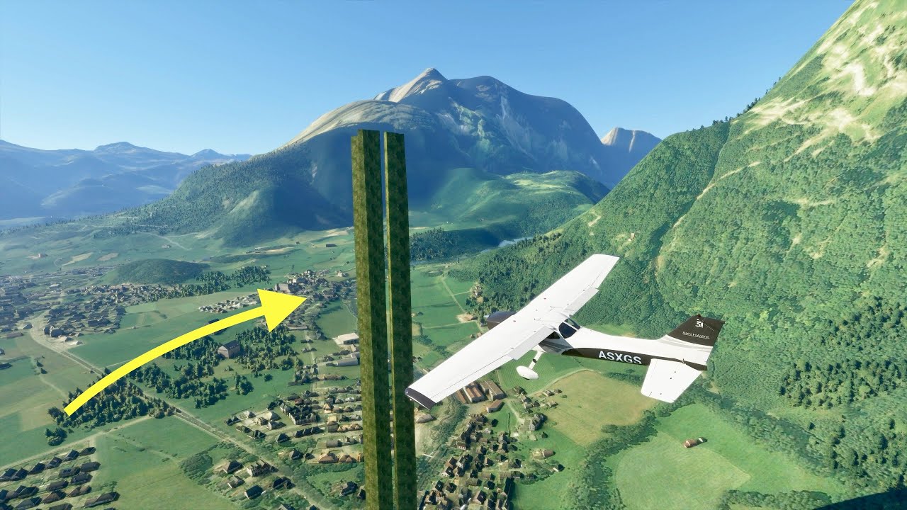Screenshot from MSFS showing ground elevation glitch