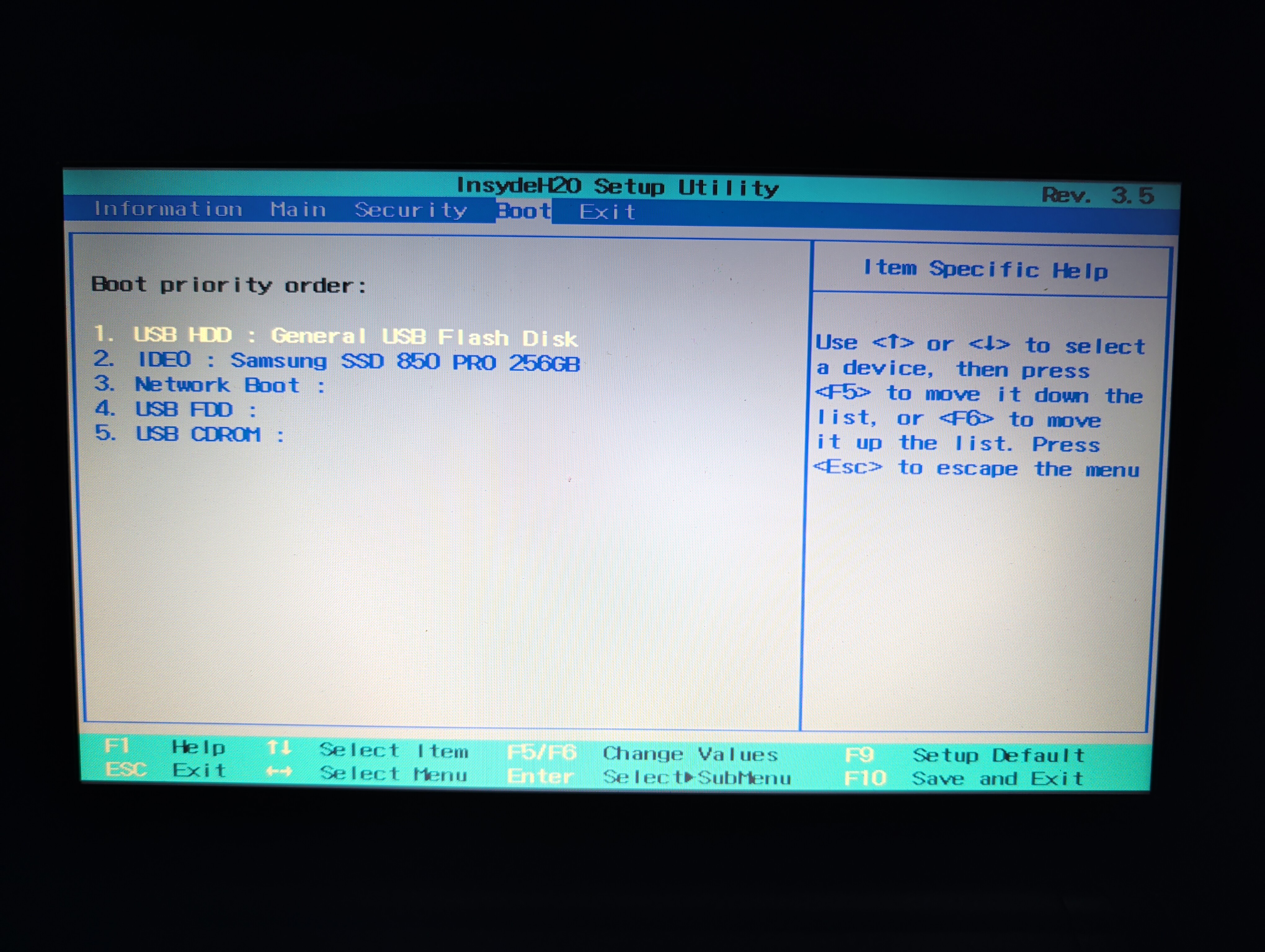 photo of older Acer BIOS boot menu