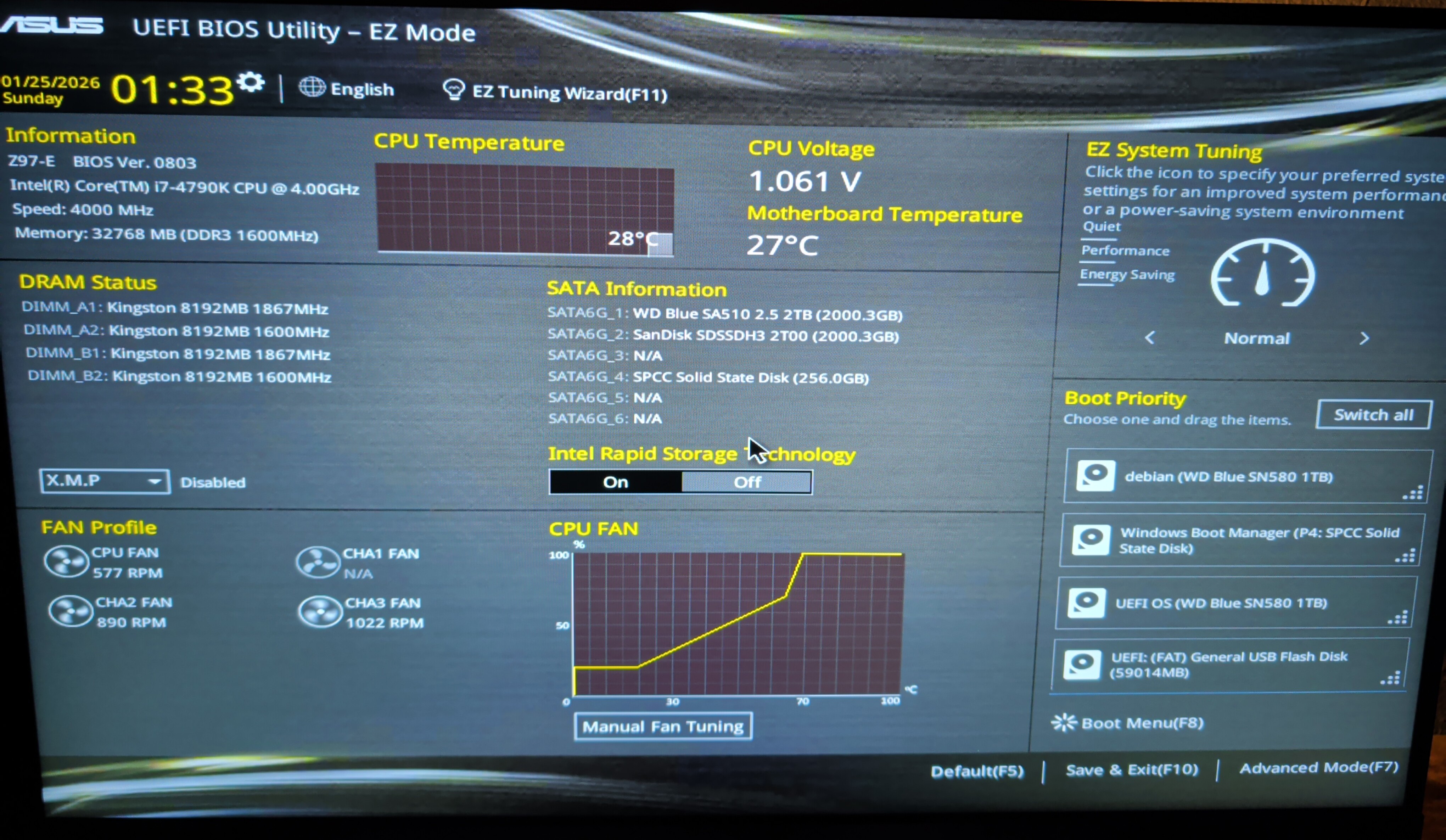 photo of Asus UEFI/BIOS boot menu